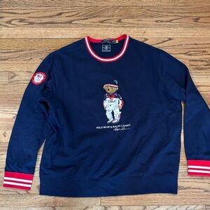 Polo by Ralph Lauren Navy Crewneck Sweater with USA Polo Bear XXL
